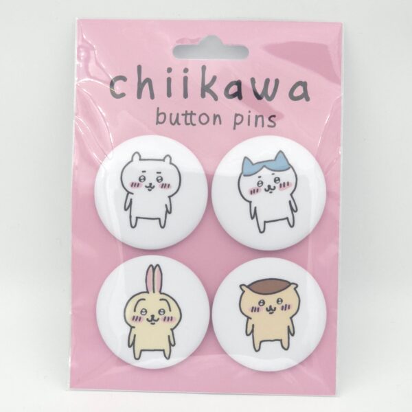 4 Chiikawa characters medium size button pins pack